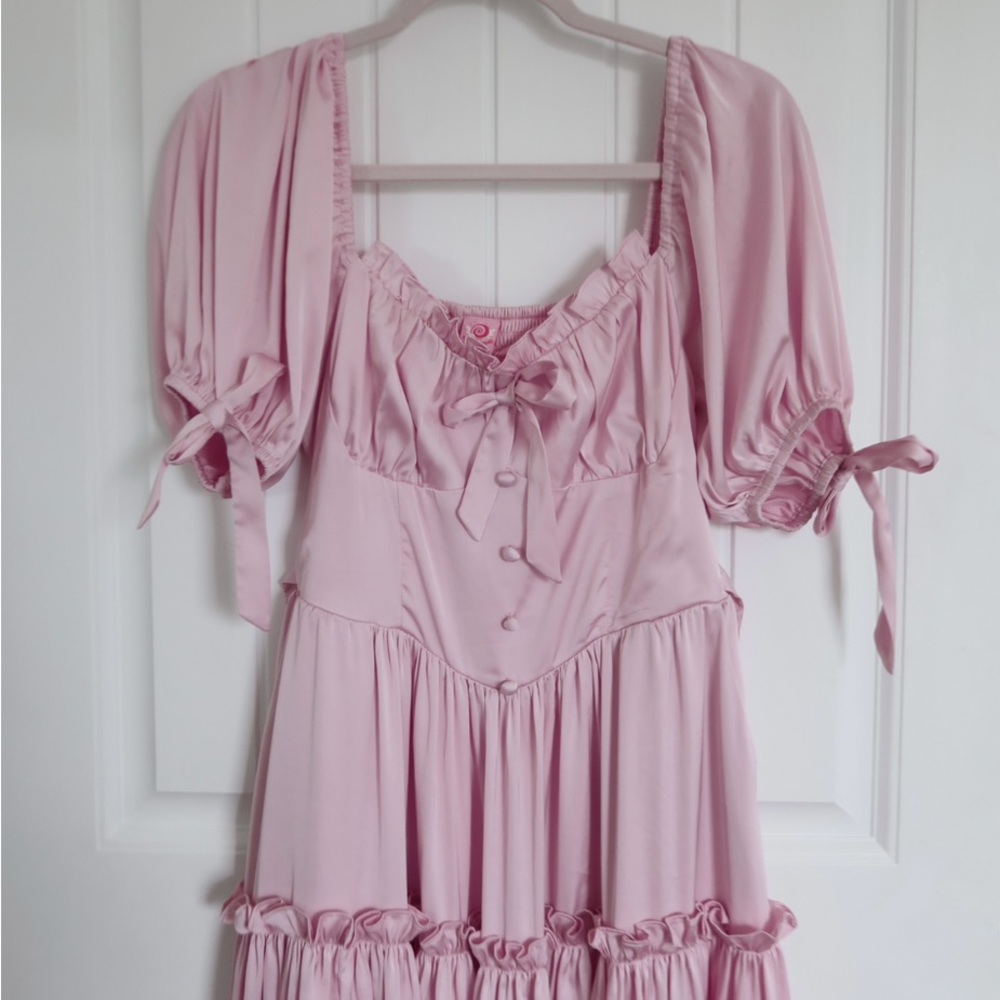 Miss candyholic pink silk bow dress 🎀 size M